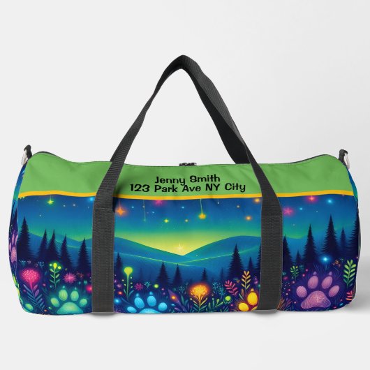 Earthy Floral Paw Print Travel Monogram Personal Plunjezak (Voorkant)