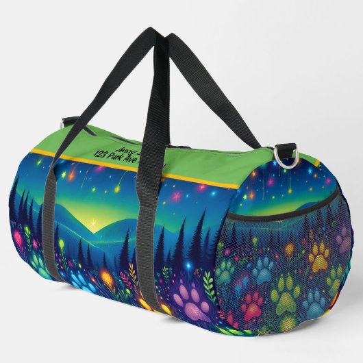 Earthy Floral Paw Print Travel Monogram Personal Plunjezak (Rechterhoek)