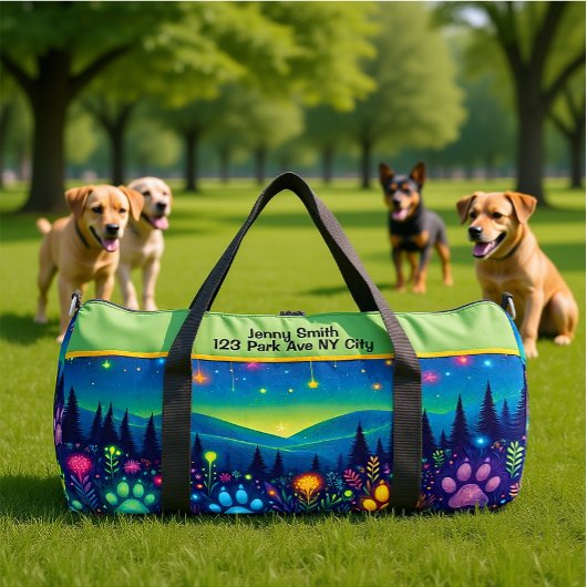 Earthy Floral Paw Print Travel Monogram Personal Plunjezak