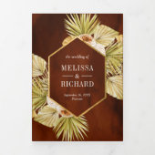 Earthy Floral Pots Dried Palm Terracotta Wedding Drieluik Uitnodiging (Cover)