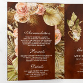 Earthy Floral Pots Dried Palm Terracotta Wedding Drieluik Uitnodiging (Binnenzijde eerst)