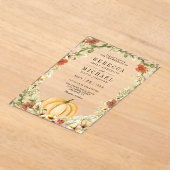 Earthy Floral Pumpkin Terracotta Wedding Acryl Uitnodigingen (Laagn)