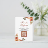 Earthy Floral Terracotta QR Code RSVP Wedding Informatiekaartje (Staand voorkant)