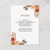 Earthy Floral Terracotta Wedding Details Informatiekaartje (Voorkant)