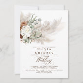 Earthy Flowers en Pampas Grass Bohemian Wedding Kaart (Voorkant)