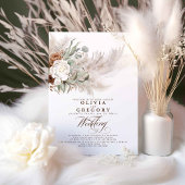 Earthy Flowers en Pampas Grass Bohemian Wedding Kaart