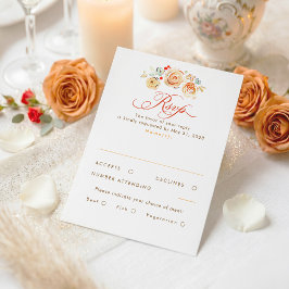 Earthy Flowers Whimsical Elegant Wedding RSVP Card Kaartje