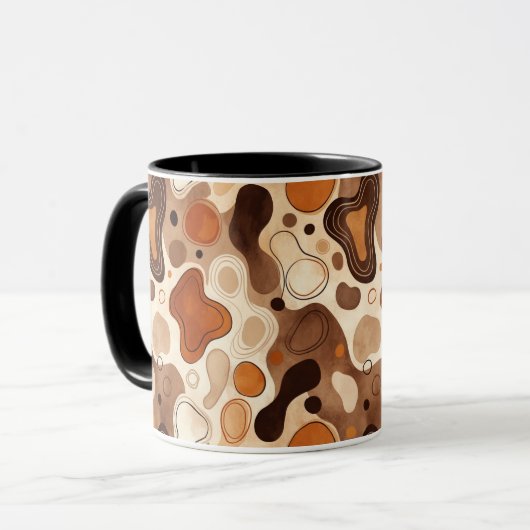 Earthy Fluid Shapes Mug – Minimal Abstract Style Mok (Voorkant links)