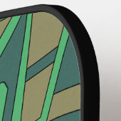 Earthy Geometric Abstract in Green and Olive Pickleball Paddle (Links Detail)