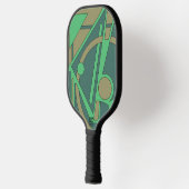 Earthy Geometric Abstract in Green and Olive Pickleball Paddle (Links)