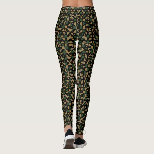 Earthy Geometric Mosaic Pattern  Leggings (Achterkant)