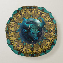 Earthy Gold Blauwgroen Tribal Taurus Zodiac