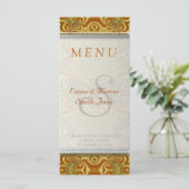 Earthy Gold Retro Bohemian Vintage Wedding Menu (Staand voorkant)