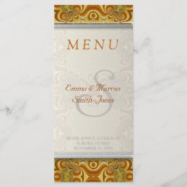 Earthy Gold Retro Bohemian Vintage Wedding Menu