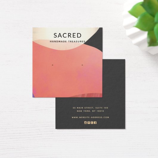 Earthy Gold Terracotta Abstract Earring Display Vierkante Visitekaartjes (Bureau)