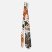 Earthy Green and Orange Abstract Strokes Stropdas (Achterkant)