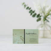 Earthy Green Curly Business Card Template Visitekaartje (Staand voorkant)