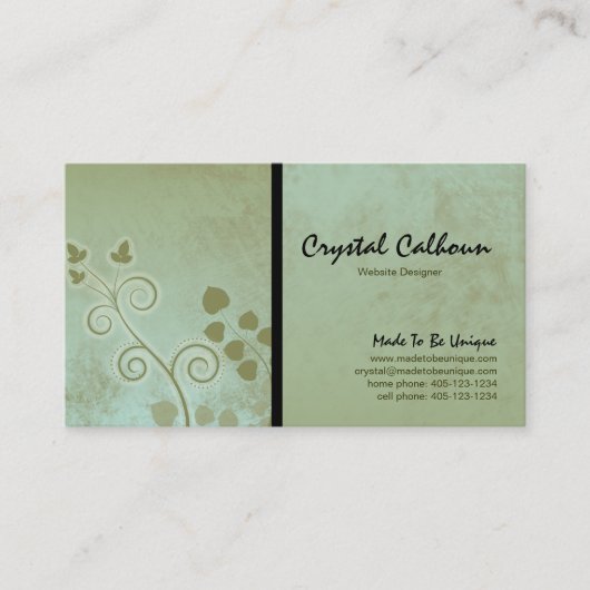 Earthy Green Curly Business Card Template Visitekaartje (Voorkant)