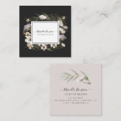 Earthy Greenery Floral Gold Glitter Black Vierkante Visitekaartje (Voorkant / Achterkant)