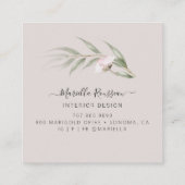 Earthy Greenery Floral Gold Glitter Black Vierkante Visitekaartje (Achterkant)