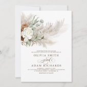 Earthy Greenery Floral Pampas Grass Boho Wedding Kaart (Voorkant)