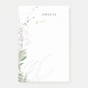 Earthy Greenery Waterverf Persoonlijke naam Post-it® Notes