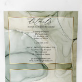 Earthy Greens and Golds Abstract Ink Tri-Fold Inv Drieluik Uitnodiging (Binnenzijde eerst)