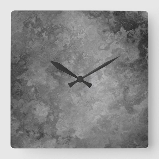 Earthy Grey Faux Stone Abstract Square Wall Clock Vierkante Klok (Voorkant)