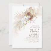 Earthy Hues Flowers Elegant Pampas Grass Wedding Kaart (Voorkant)