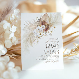 Earthy Hues Flowers Elegant Pampas Grass Wedding Kaart