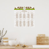 Earthy Hues Victoriaans Floral Damask Seating Char Poster (Keuken)