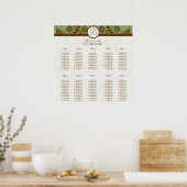 Earthy Hues Victoriaans Floral Damask Seating Char Poster (Keuken)