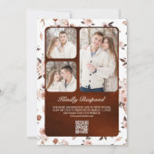 Earthy Ivory Floral QR Code Terracotta Wedding Kaart (Achterkant)