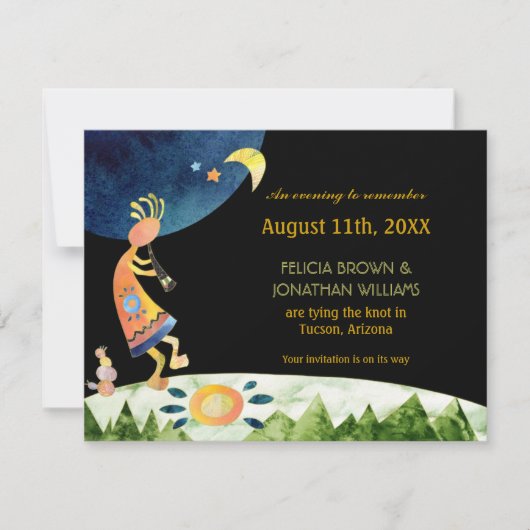 Earthy Kokopelli Wedding Save the Date Kaart (Voorkant)