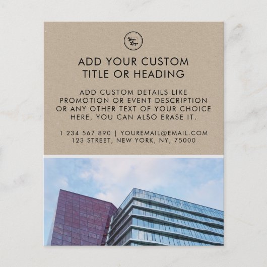 Earthy Kraft Style Custom Business Logo & Foto Flyer (Voorkant)