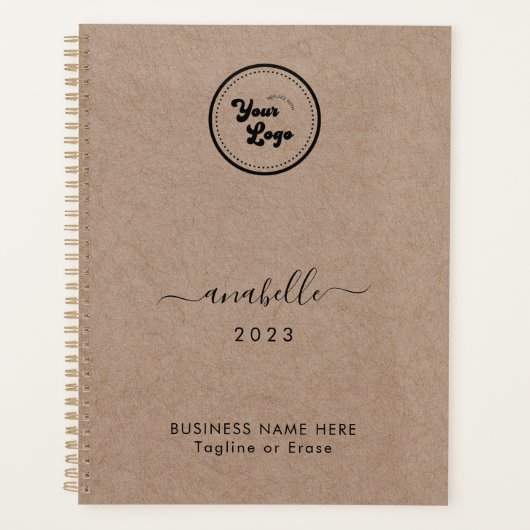 Earthy Kraft Style Name Year Custom Business Logo Planner (Voorkant)