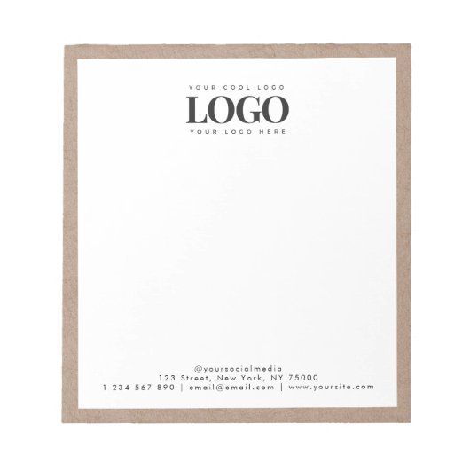 Earthy Kraft Voeg je rectangle Business Logo toe Notitieblok (Voorkant)
