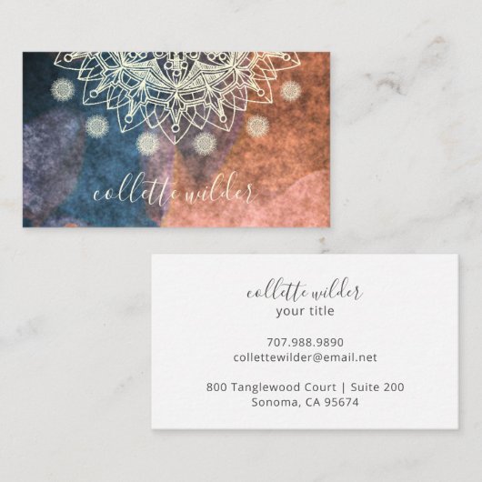 Earthy Lotus Flower Mandala Yoga Visitekaartje (Voorkant / Achterkant)