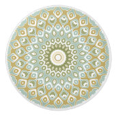 Earthy Mandala in Green, Gold, and Soft Blue Keramische Knop (Voorkant)