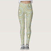 Earthy Mandala in Green, Gold, and Soft Blue Leggings (Voorkant)