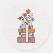 Earthy Minimal Boho Wild Flower Book Themed Ronde Sticker (Voorkant)