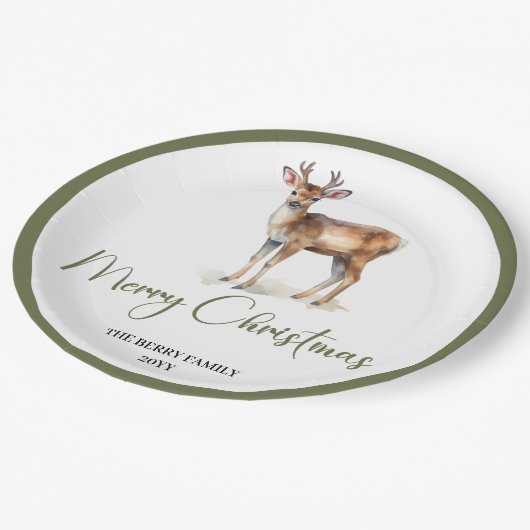 Earthy Minimal Christmas Script Personalized Plate Papieren Bordje (Gekanteld)