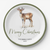 Earthy Minimal Christmas Script Personalized Plate Papieren Bordje (Voorkant)