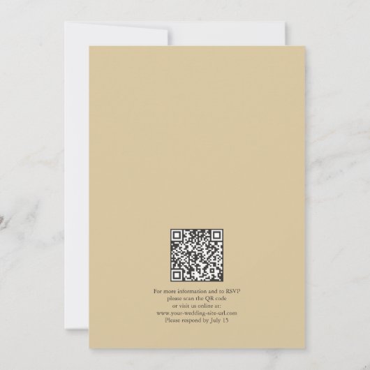 Earthy Minimalist Pale Beige Wedding QR Code Kaart (Achterkant)