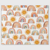 Earthy Modern Boho Rainbow en Sun Cadeaupapier (Vlak)