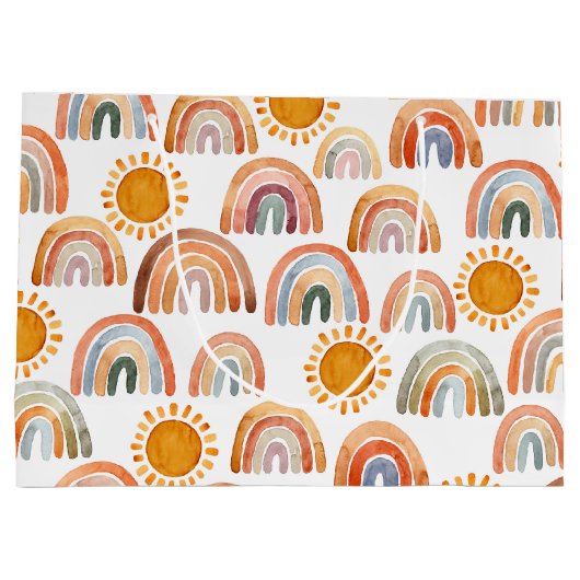 Earthy Modern Boho Rainbow en Sun Groot Cadeauzakje (Achterkant)