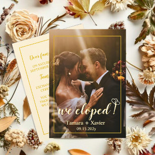 Earthy Mustard We Eloped Wedding Announcement Kaar Aankondiging