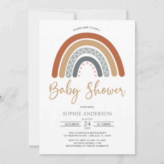 Earthy Muted Tones Boho Rainbow Baby shower Kaart (Voorkant)