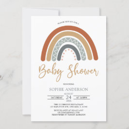 Earthy Muted Tones Boho Rainbow Baby shower Kaart