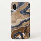 Earthy Navy Blue Marble Agate Silver Glitter 1 Case-Mate iPhone Case (Achterkant)
